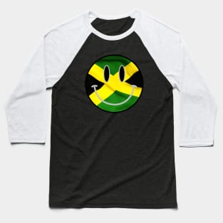 Jamaican Flag Smiley Face Baseball T-Shirt